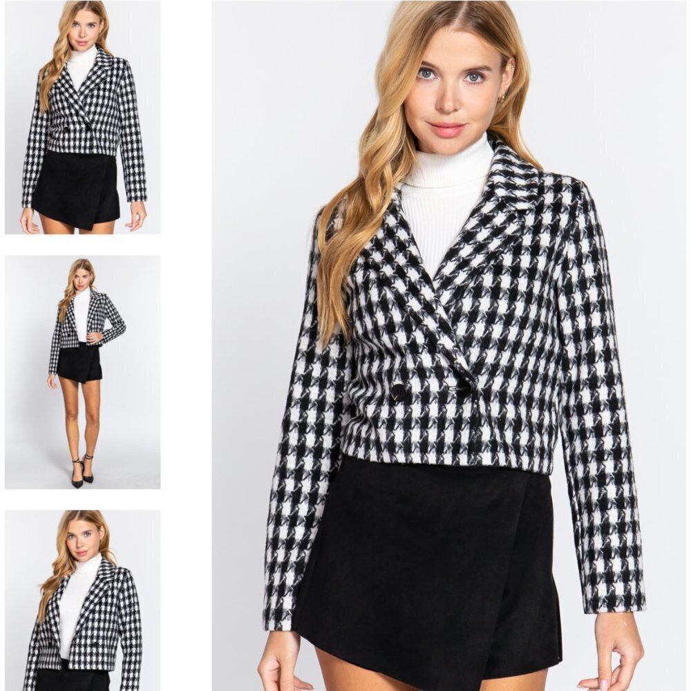 148. New Boutique Double Breasted Jacquard Crop Jacket